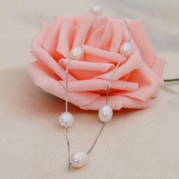 ASHIQI Real 925 sterling silver necklace White pearl necklace 7.5-8mm Natural Freshwater pearl Jewelry for Women