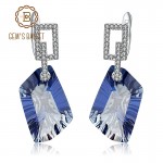GEMS BALLET 42.40Ct Natural Iolite Blue Mystic Quartz Gemstone Drop Earrings 925 Sterling Silver Fine Jewelry for Women