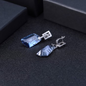 GEMS BALLET 42.40Ct Natural Iolite Blue Mystic Quartz Gemstone Drop Earrings 925 Sterling Silver Fine Jewelry for Women