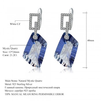GEMS BALLET 42.40Ct Natural Iolite Blue Mystic Quartz Gemstone Drop Earrings 925 Sterling Silver Fine Jewelry for Women