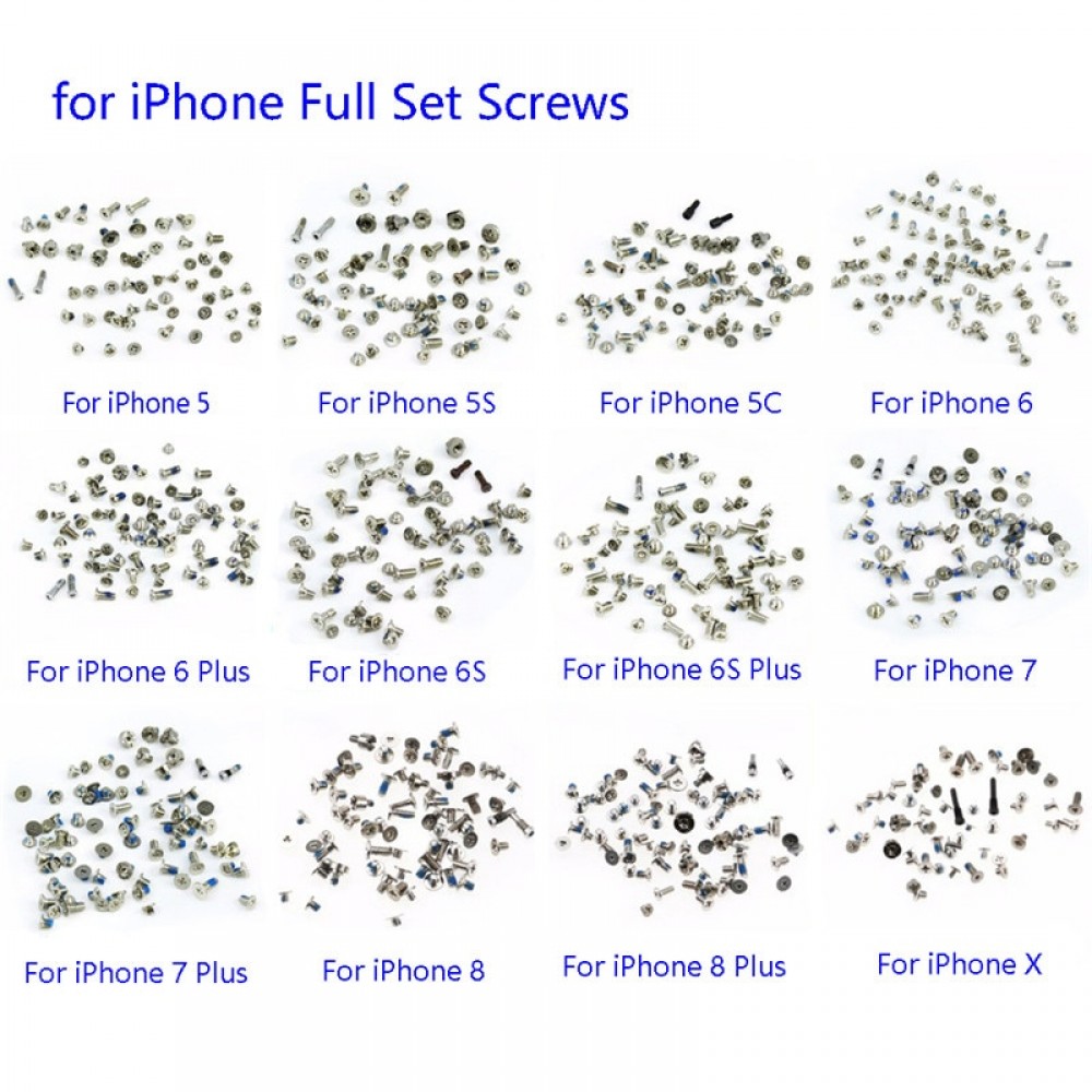 1 Set Silver Screws Full Screw Set for iPhone 4 4S 5C 5S 5G 6G 6s 6 7 7P 8 8 plus X Repair bolt Complete Kit Replacement Parts
