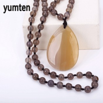 Natural Agate Luxury Water Drop Necklaces Pendants For Men Long Necklace Fashion Jewelry High End Party Girlfriend Jewelry Gift