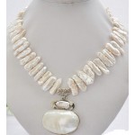 Free Shipping ***Hot sale gt;gt;17 25mm white biwa dens freshwater pearl necklace mabe pendant