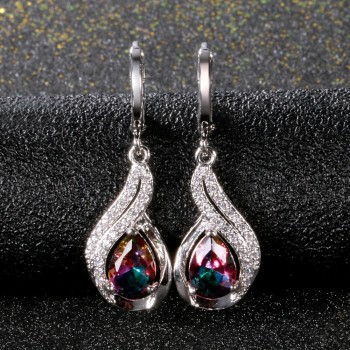 Luxury Jewelry Earrings Womens Water Drop Silver Earrings With AAAA Zircon New Fashion Fine Jewelry Girl Daily Life Accessories