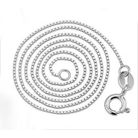 Jewelrypalace New Italian Box Chain Necklace Pure 925 Solid Sterling Silver 0.8 1mm 40 cm 45 cm Fine Jewelry For Women