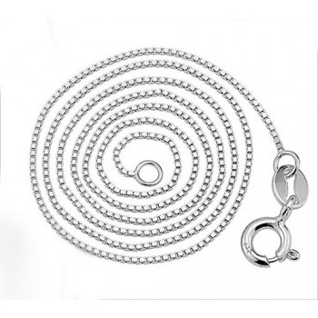 Jewelrypalace New Italian Box Chain Necklace Pure 925 Solid Sterling Silver 0.8 1mm 40 cm 45 cm Fine Jewelry For Women