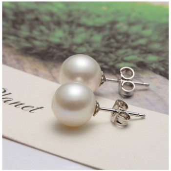 Real perfect round Natural Freshwater Pearl stud Earrings For Women 925 sterling silver jewelry with pearl  arrival