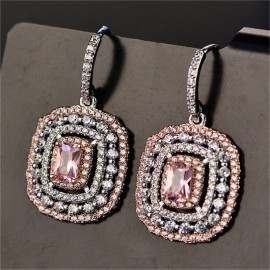 Eardrop Earrings For Women S925 Sterling Silver Topaz Temperament Elegant White amp; Pink Diamant Wedding Brincos Fine Jewelry