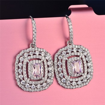 Eardrop Earrings For Women S925 Sterling Silver Topaz Temperament Elegant White amp; Pink Diamant Wedding Brincos Fine Jewelry