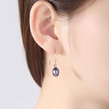 PAGamp;MAG New Fashion Big Half Circle Earwire 925 Sterling Silver Drop Earring For Women Fine Freshwater Pearl Paved Banquet Gifts