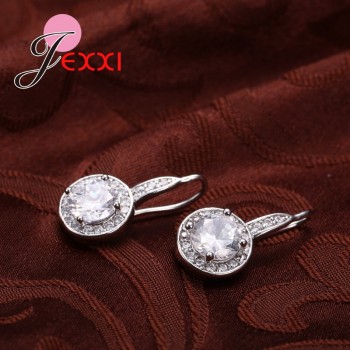 Jemmin Fashion 925 Sterling Silver Clear Exquisite Cubic Zirconia Earrings for Women Gift Round Jewerly Bijoux Femme Top Quality