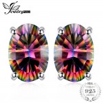 JewelryPalace 7x5mm Oval Cut 1.5ct Fire Rainbow Mystic Topaz Earrings Studs Solid 925 Sterling Silver Women Vintage Fashion