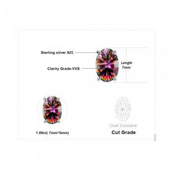 JewelryPalace 7x5mm Oval Cut 1.5ct Fire Rainbow Mystic Topaz Earrings Studs Solid 925 Sterling Silver Women Vintage Fashion