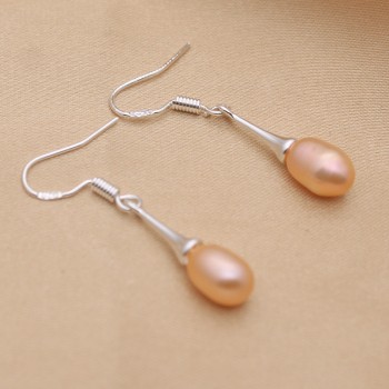 White Purple Pink Silver 925 Drop Earrings Natural Teardrop Fresh Water Pearl Dangle Earrings For Women Bridesmaid Fine Jewelry