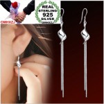 OMHXZJ WHOLESALE Fashion jewelry Smooth snake bone chain Twisted slices indirect 925 Sterling Silver Earrings Ears hang YS92