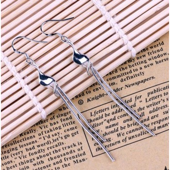 OMHXZJ WHOLESALE Fashion jewelry Smooth snake bone chain Twisted slices indirect 925 Sterling Silver Earrings Ears hang YS92