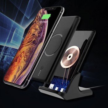10000mAh QI Fast Wireless Charger Power Bank For iPhone XR XS Max Xiaomi Samsung Moblie Phone PowerBank With Charger Base Stand