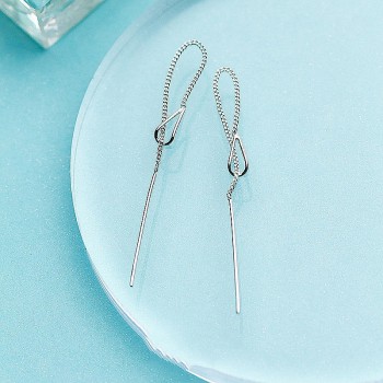 INZATT Real 925 Sterling Silver Elegant Chain Tassel Stick Bar Dangle Drop Earrings Personality Fine Jewelry For Women Party