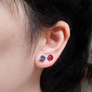 Kuololit Solid 925 Sterling Silver Stud Earrings For Women Created Tanzanite Stone Fashion Star Christmas Jewelry Wedding Gift