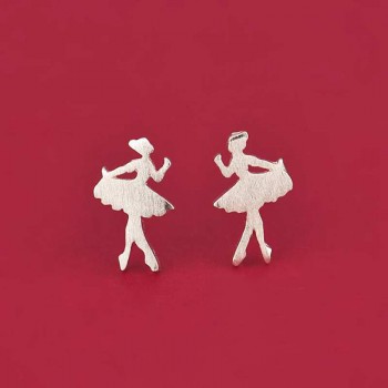 Ruifan Promotion Wholesale Dancing Girl 925 Sterling Silver Stud Earrings for Women Ladies Small Earrings Fine Jewelry YEA122