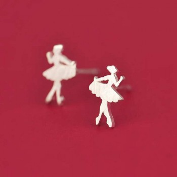 Ruifan Promotion Wholesale Dancing Girl 925 Sterling Silver Stud Earrings for Women Ladies Small Earrings Fine Jewelry YEA122