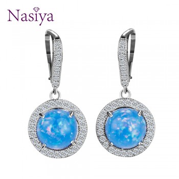 Womens Earrings Jewelry Drop Earrings 10MM Classic Opal Anniversary Silver 925 Dangle Earrings High Quality Party Accessories