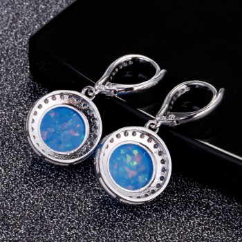 Womens Earrings Jewelry Drop Earrings 10MM Classic Opal Anniversary Silver 925 Dangle Earrings High Quality Party Accessories
