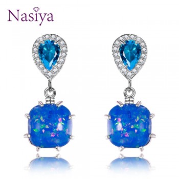 Womens Earrings Jewelry Drop Earrings 10MM Classic Opal Anniversary Silver 925 Dangle Earrings High Quality Party Accessories