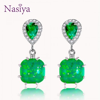Womens Earrings Jewelry Drop Earrings 10MM Classic Opal Anniversary Silver 925 Dangle Earrings High Quality Party Accessories