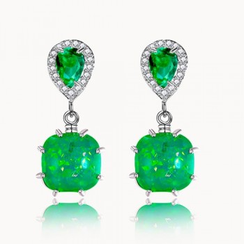 Womens Earrings Jewelry Drop Earrings 10MM Classic Opal Anniversary Silver 925 Dangle Earrings High Quality Party Accessories