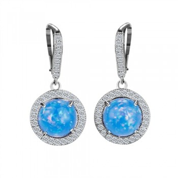 Womens Earrings Jewelry Drop Earrings 10MM Classic Opal Anniversary Silver 925 Dangle Earrings High Quality Party Accessories