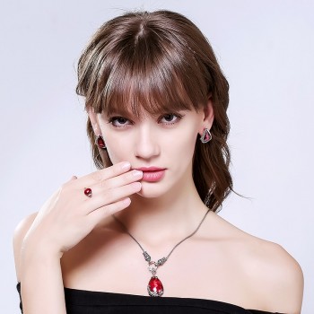 EDI Retro Royal Garnet Gemstone 100% 925 Sterling Silver Natural Chalcedony Pendant Necklace Female Fine Jewelry