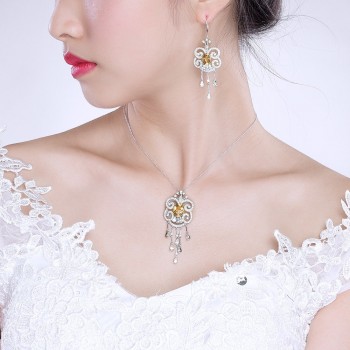 Lamp;zuan Natural 3.66ct Citrine Dangle Earrings for Woman 925 Sterling Silver Tassel Earrings Vintage Gemstone Jewelry Bridal Gift