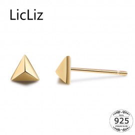 Licliz Fashion 925 Sterling Silver Earring for Women Triangle Stud Earring Pendiente Jewelry Bijoux Aretes de Mujer Moda LE0437A