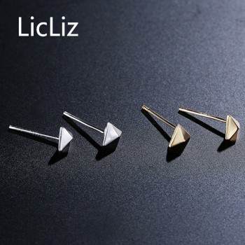 Licliz Fashion 925 Sterling Silver Earring for Women Triangle Stud Earring Pendiente Jewelry Bijoux Aretes de Mujer Moda LE0437A
