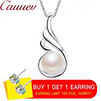 auuev Casual Natural Pearl Jewelry Hot Selling 925 Sterling Silver Zircon Pendant Necklace Party For Women Female fine Jewelry