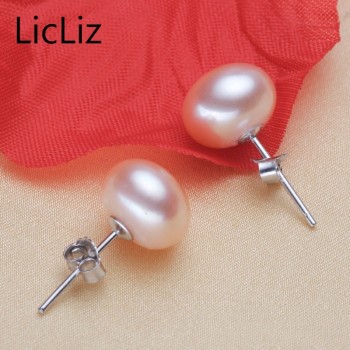 LicLiz Natural Pearl Earrings 925 Sterling Silver Ear Stud Piercing Pink Earrings Stud Women Small Round Simple Jewelry LAE0003B
