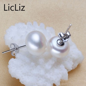 LicLiz Natural Pearl Earrings 925 Sterling Silver Ear Stud Piercing Pink Earrings Stud Women Small Round Simple Jewelry LAE0003B