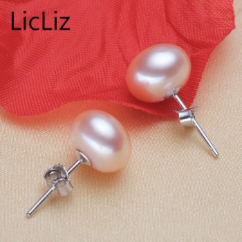 LicLiz Natural Pearl Earrings 925 Sterling Silver Ear Stud Piercing Pink Earrings Stud Women Small Round Simple Jewelry LAE0003B