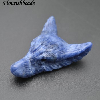 1pc High Quality Natural Semi-precious stone Carved Wolf Head Pendant fit necklace making