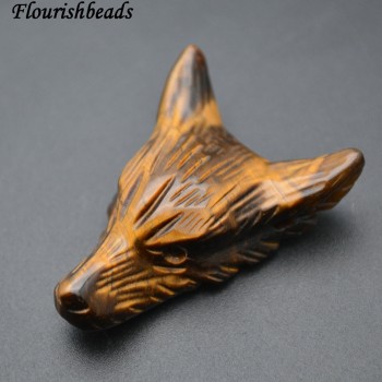 1pc High Quality Natural Semi-precious stone Carved Wolf Head Pendant fit necklace making