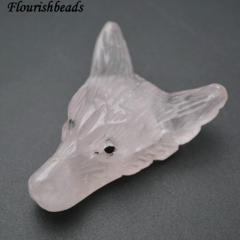 1pc High Quality Natural Semi-precious stone Carved Wolf Head Pendant fit necklace making