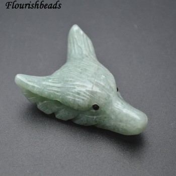 1pc High Quality Natural Semi-precious stone Carved Wolf Head Pendant fit necklace making