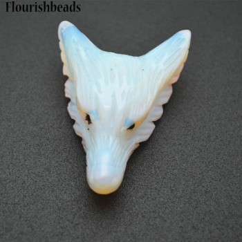 1pc High Quality Natural Semi-precious stone Carved Wolf Head Pendant fit necklace making