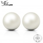 JewelryPalace 925 Sterling Silver 6.5mm Freshwater Cultured Pearl Button Ball Stud Earrings For Women As Best Gifts Jewerly