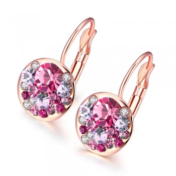 LEKANI Crystal From Swarovski Fashion Round Charming Stud Earrings with Czech Crystal Women Earrings Wholesale Jewelry Brinco
