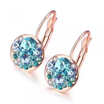 LEKANI Crystal From Swarovski Fashion Round Charming Stud Earrings with Czech Crystal Women Earrings Wholesale Jewelry Brinco