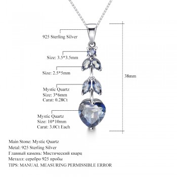 Gems Ballet 7.88Ct Natural Iolite Blue Mystic Quartz Gemstone Pendant Necklace 925 Sterling Silver Fine Jewelry For Women
