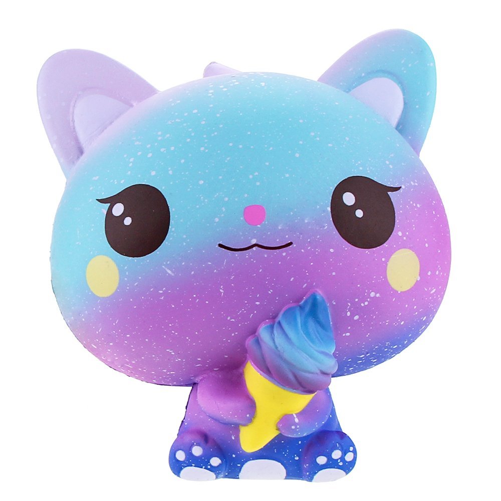 New Rainbow Cartoon Ice Cream Cat Kitty Squishy Slow Rising Cute Jumbo Strap Soft Squeeze Scented Bread Cake Toy Gift Kid Fun