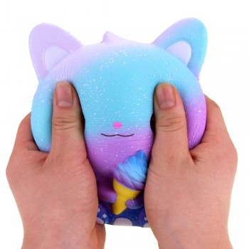 New Rainbow Cartoon Ice Cream Cat Kitty Squishy Slow Rising Cute Jumbo Strap Soft Squeeze Scented Bread Cake Toy Gift Kid Fun